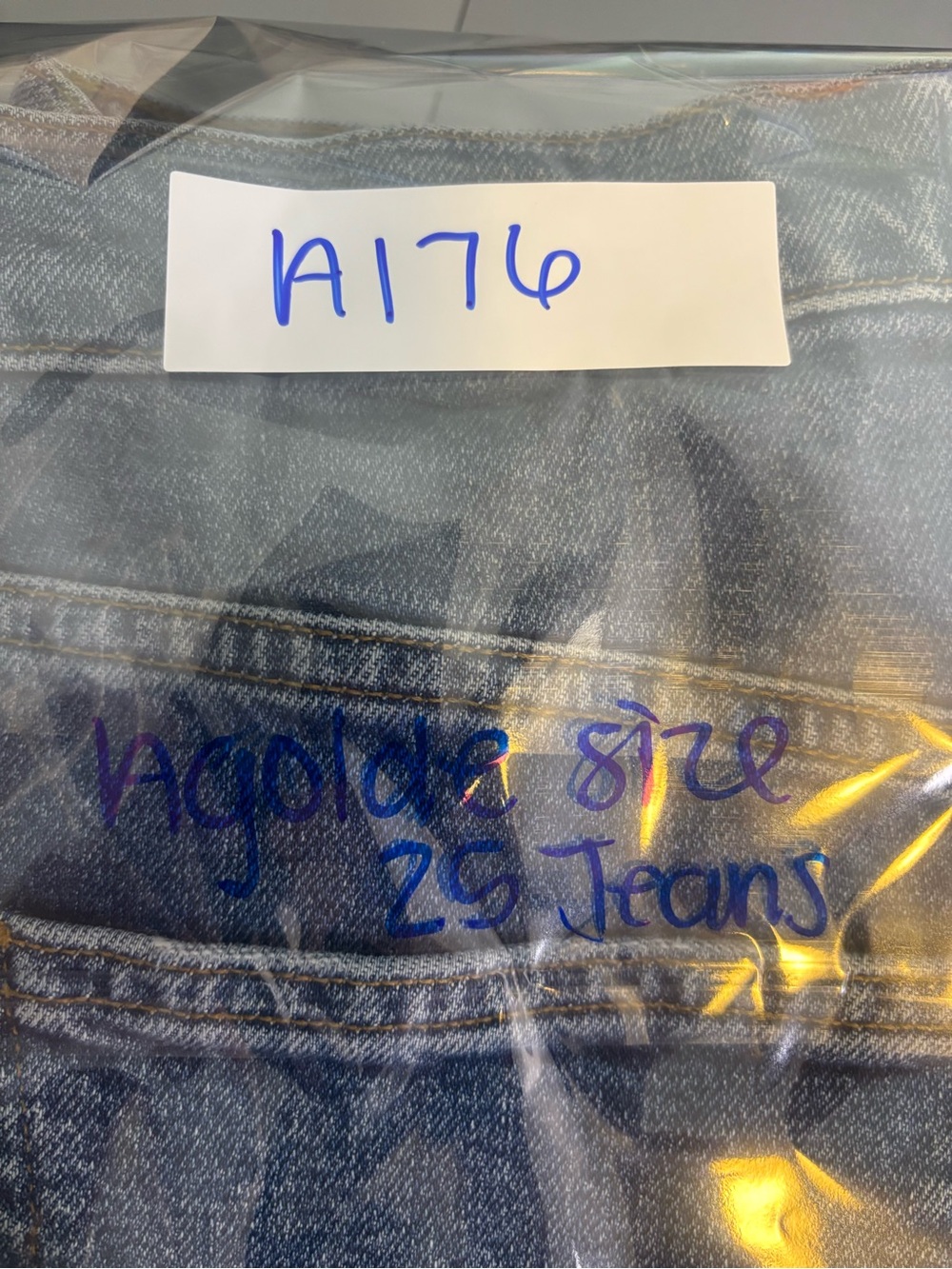 Agolde Women’s Straight-Leg Blue Denim Jeans Raw Hem Slit Ankle Size 25 - Picture 12 of 12